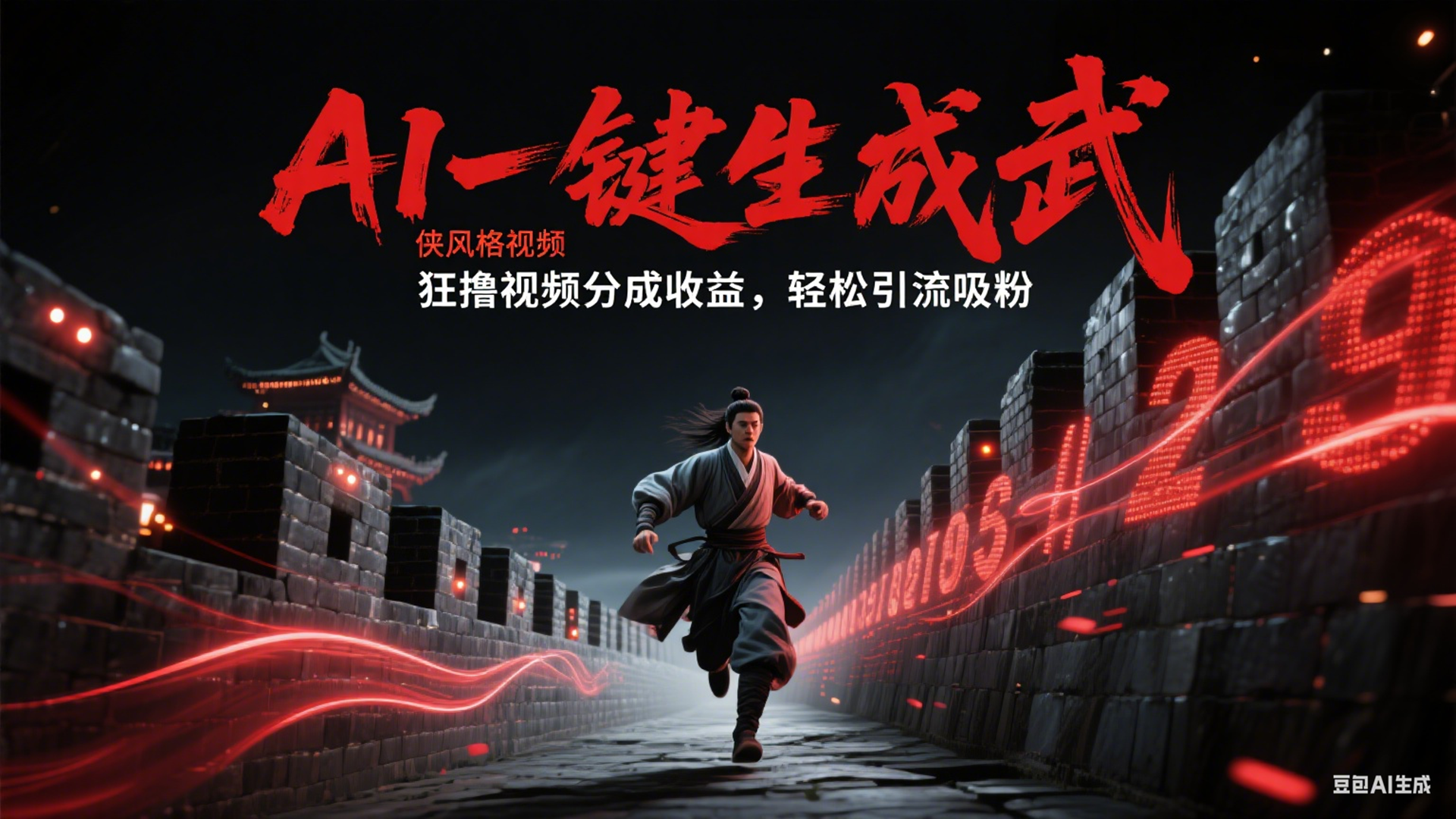 AI 武侠风视频生成：轻松做分成收益与引流吸粉