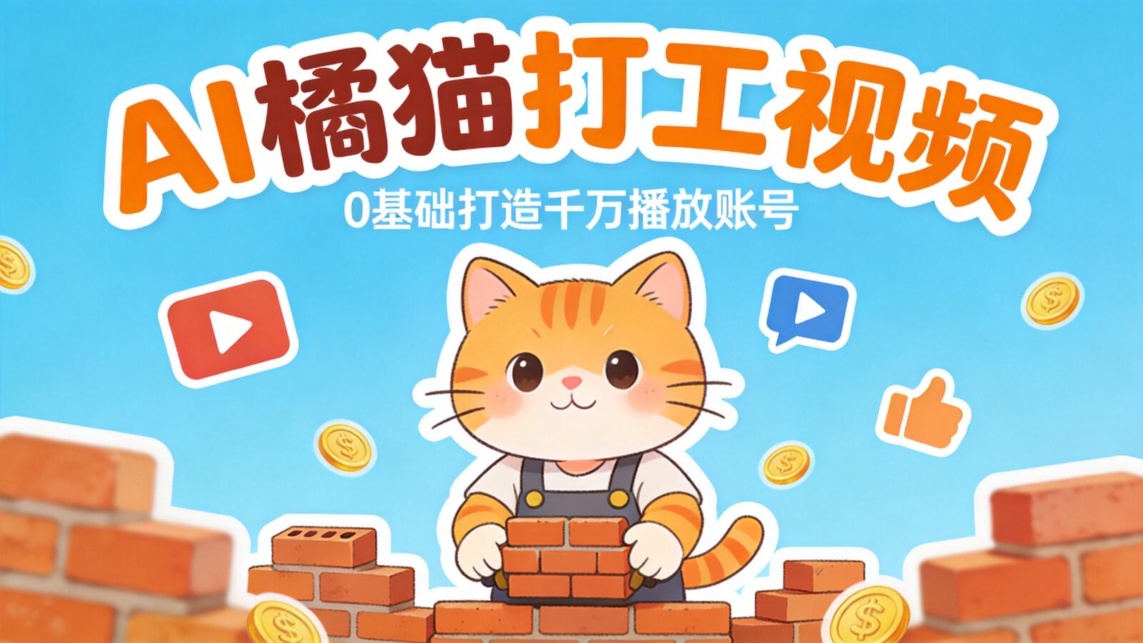 AI橘猫打工视频制作教学封面