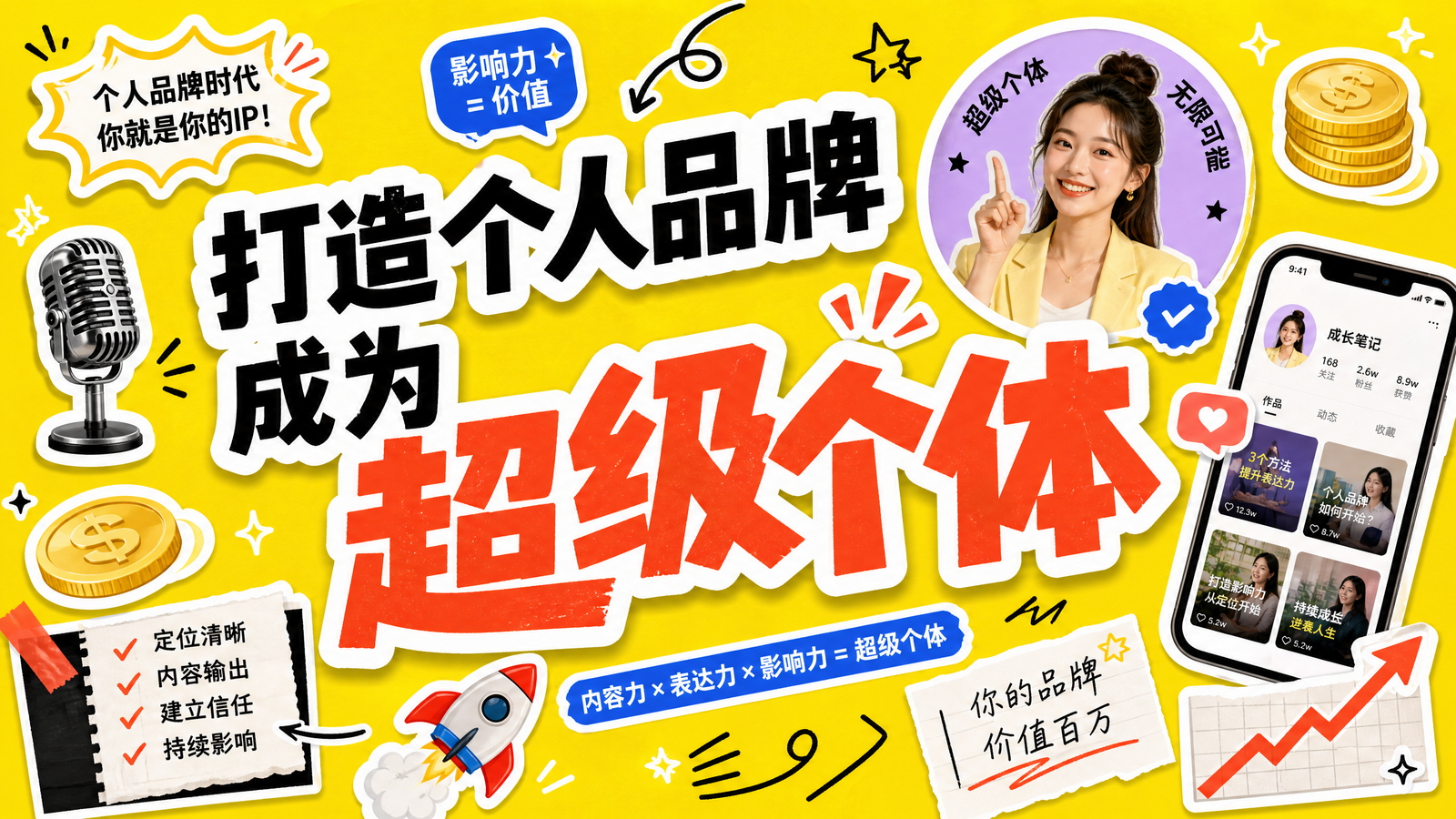 个人品牌打造课程封面:打造个人品牌成为超级个体