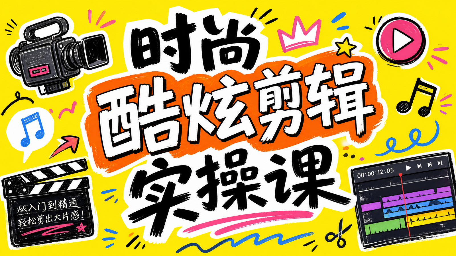 时尚酷炫风格剪辑实操课程封面