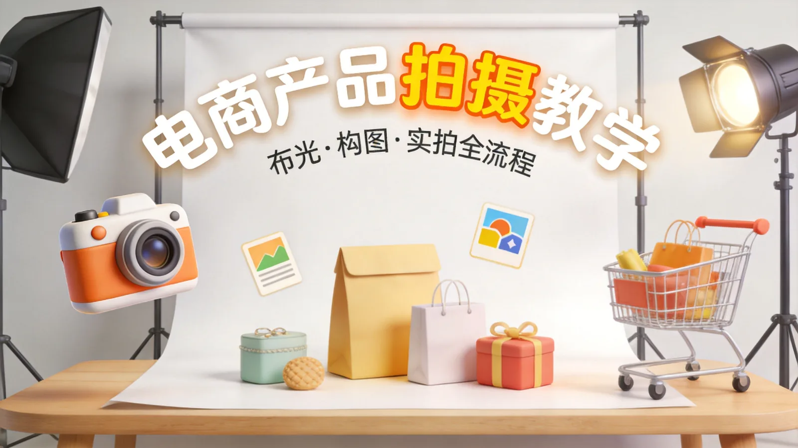 《电商产品拍摄教学》课程封面海报